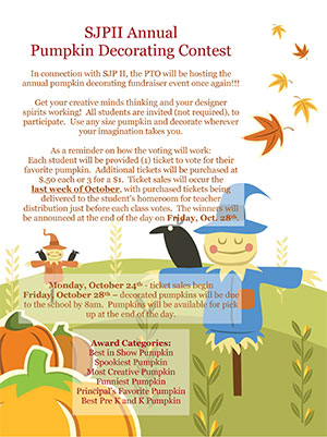 Click to view SJPII Annual Pumpkin Decorating Contest flyer